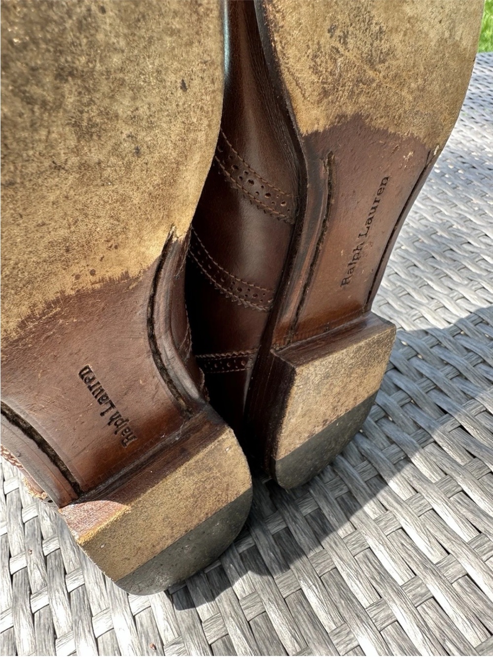 Ralph Lauren Sz 9.5B Wing Tip Leather Lace-Up Ankle Mid-Calf Boot Made in Italy - Picture 6 of 8